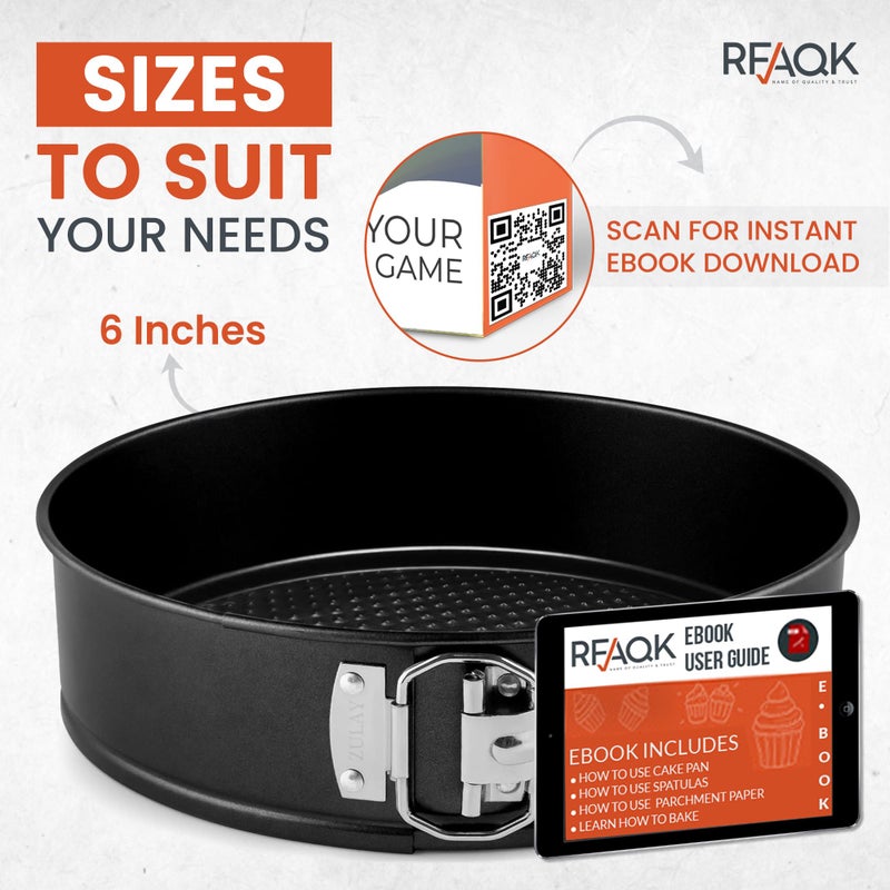 Rfaqk Non-Stick 6 Inch Cake Pan With Removable Bottom - Leakproof Springform Pan With 50Pcs Parchment Papers - Perfect For Cakes  Cheesecakes  And Compatible With 3 Qt Instant Pot - Bonus E-Book - Image 2