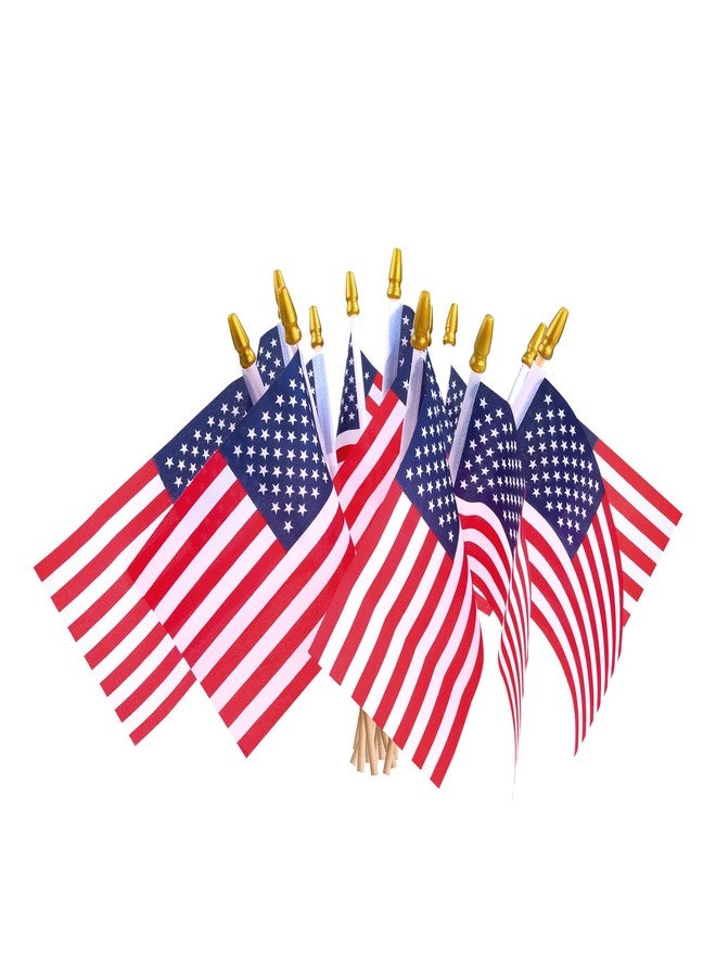 HOOSUN 12 Pcs Small American Flags On Stick,Patriotic Decorations Mini US Flag 12''x8'',Small American Flags for Outside,Patriotic Veterans Day Decorations Mini Flags for Yard Patio,Veterans Day Decor - Image 1