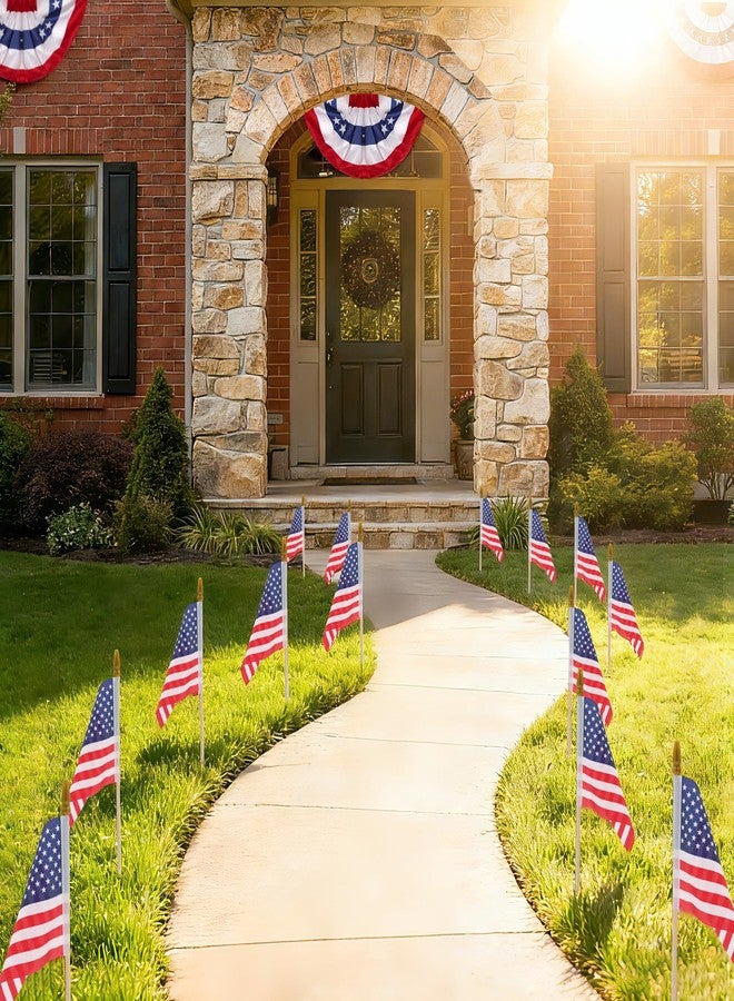 HOOSUN 12 Pcs Small American Flags On Stick,Patriotic Decorations Mini US Flag 12''x8'',Small American Flags for Outside,Patriotic Veterans Day Decorations Mini Flags for Yard Patio,Veterans Day Decor - Image 4