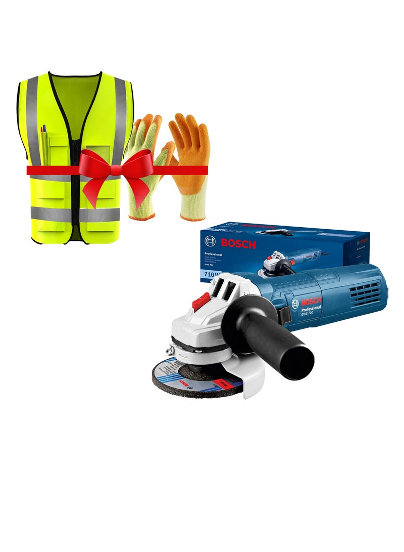 BOSCH BOSCH GWS 700 angle grinder 710 watt With Gifts ( 1x Pair Protection Glove - 1x Safety Jacket Colors may Very) - Image 1