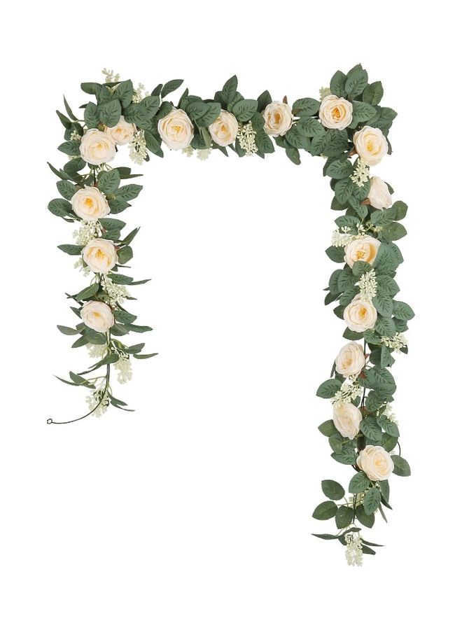 Loquat 2-Piece Artificial Rose Vine Garland Beige/Green  - Image 3