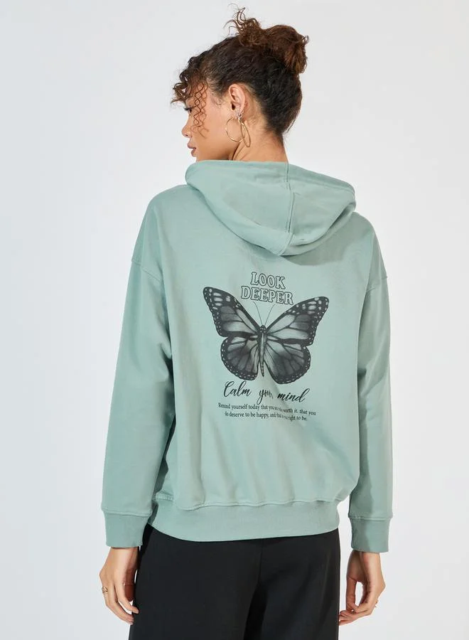 Styli Oversized Regular Length Graphic Hoodie