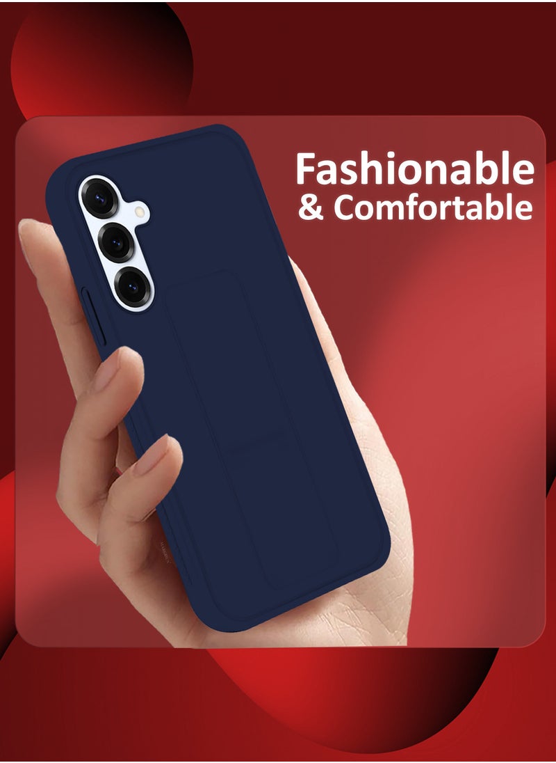 CATANES Galaxy S25 Plus 2Packs Case Silicone with Stand Function Finger Grip Case Cover with 1 Privacy Screen Protector / Dark Blue  - Image 5