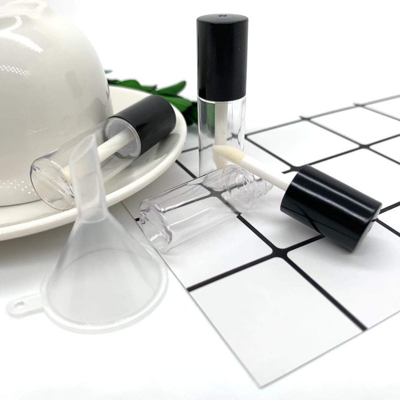 KaiLeQi Empty lip gloss tubes with wand,3.5ml black cap mini refillable lip gloss containers,DIY lip gloss making kit,With 2PCS box&2PCS Funnel & 20PCSRubber Stoppers (20PCS in two boxes) - Image 4