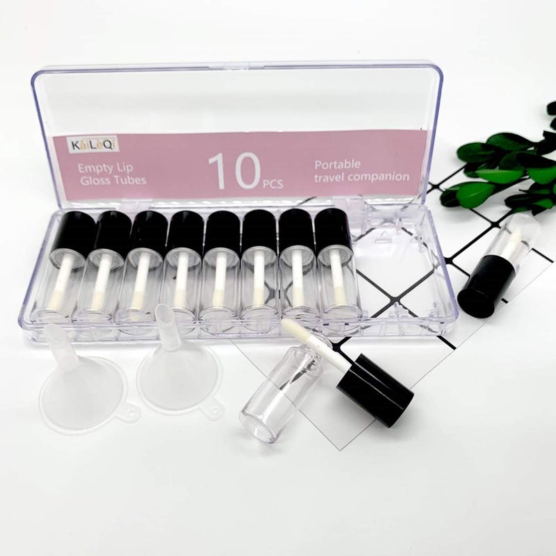 KaiLeQi Empty lip gloss tubes with wand,3.5ml black cap mini refillable lip gloss containers,DIY lip gloss making kit,With 2PCS box&2PCS Funnel & 20PCSRubber Stoppers (20PCS in two boxes) - Image 5