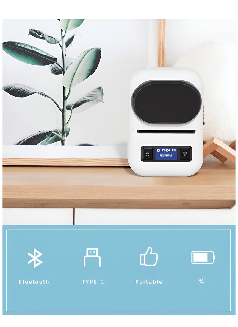 BORTONY - Mini Barcode Printer Bluetooth Wireless Thermal Label Maker 3 Inch Label Maker High-Speed Printing Multiple Connections Easy Carrying Compatible with PC Android and iOS - Image 1