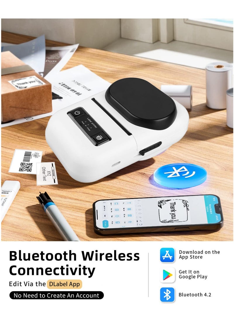 BORTONY - Mini Barcode Printer Bluetooth Wireless Thermal Label Maker 3 Inch Label Maker High-Speed Printing Multiple Connections Easy Carrying Compatible with PC Android and iOS - Image 1