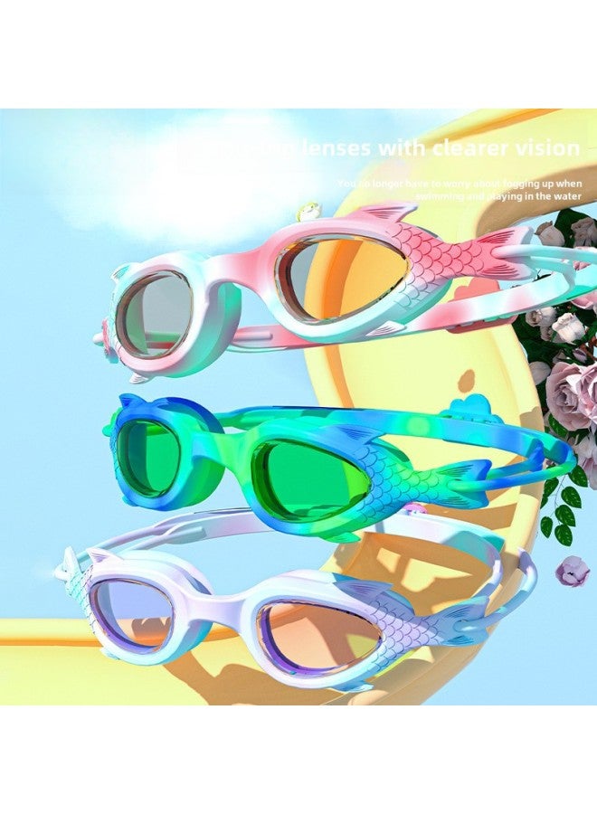 Generic Children's Swimming Goggles Anti-fog Boys And Girls Small Frame Goggles Swimming Training Diving Fish-shaped High-definition Waterproof Professional Equipment-Color:turquoise Fish-shaped Cartoon - Image 3