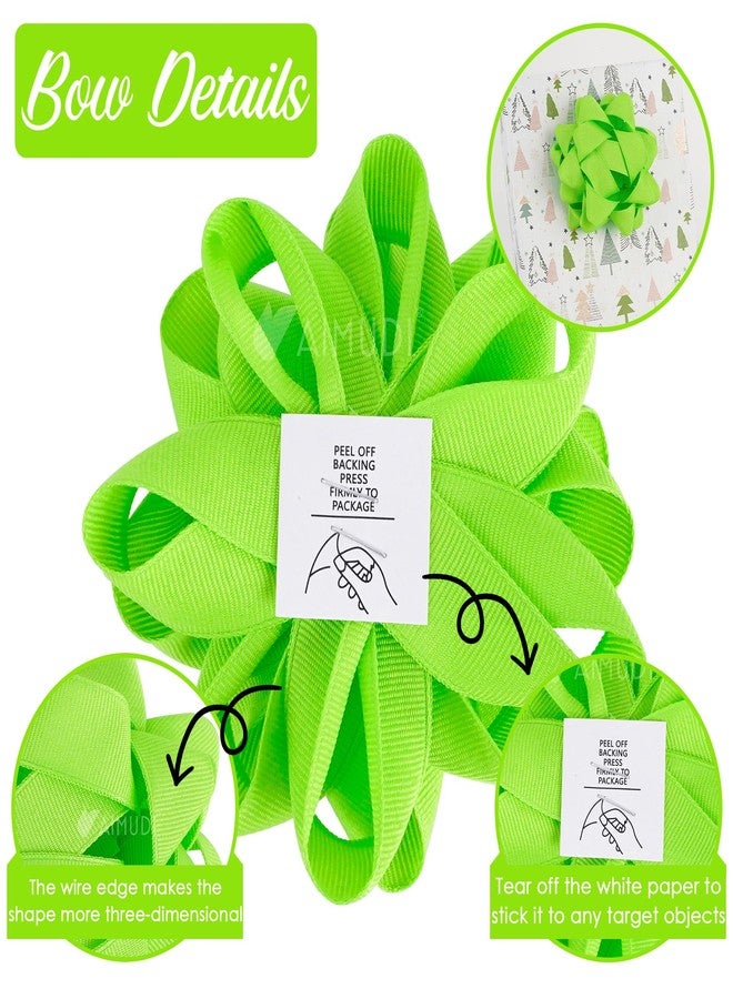 AIMUDI Lime Green Bows for Gift Wrapping 4.5'' Grosgrain Gift Bows Self Adhesive Bows for Presents Baskets Birthday Party Holiday Baby Shower Wedding Decorations - 6 Counts - Image 4
