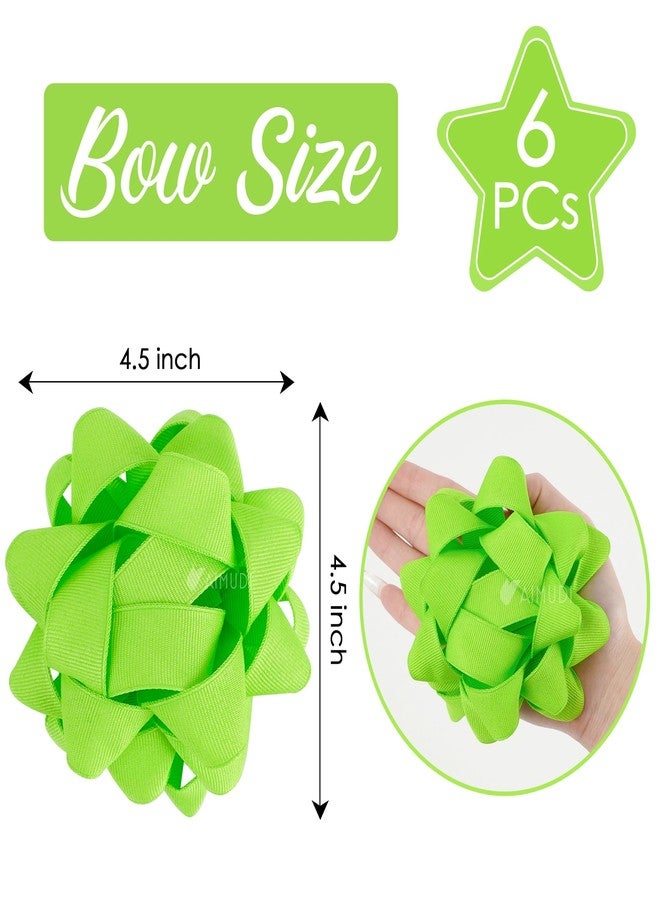 AIMUDI Lime Green Bows for Gift Wrapping 4.5'' Grosgrain Gift Bows Self Adhesive Bows for Presents Baskets Birthday Party Holiday Baby Shower Wedding Decorations - 6 Counts - Image 3
