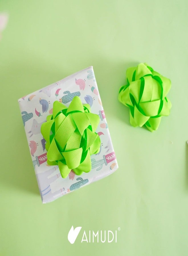 AIMUDI Lime Green Bows for Gift Wrapping 4.5'' Grosgrain Gift Bows Self Adhesive Bows for Presents Baskets Birthday Party Holiday Baby Shower Wedding Decorations - 6 Counts - Image 2