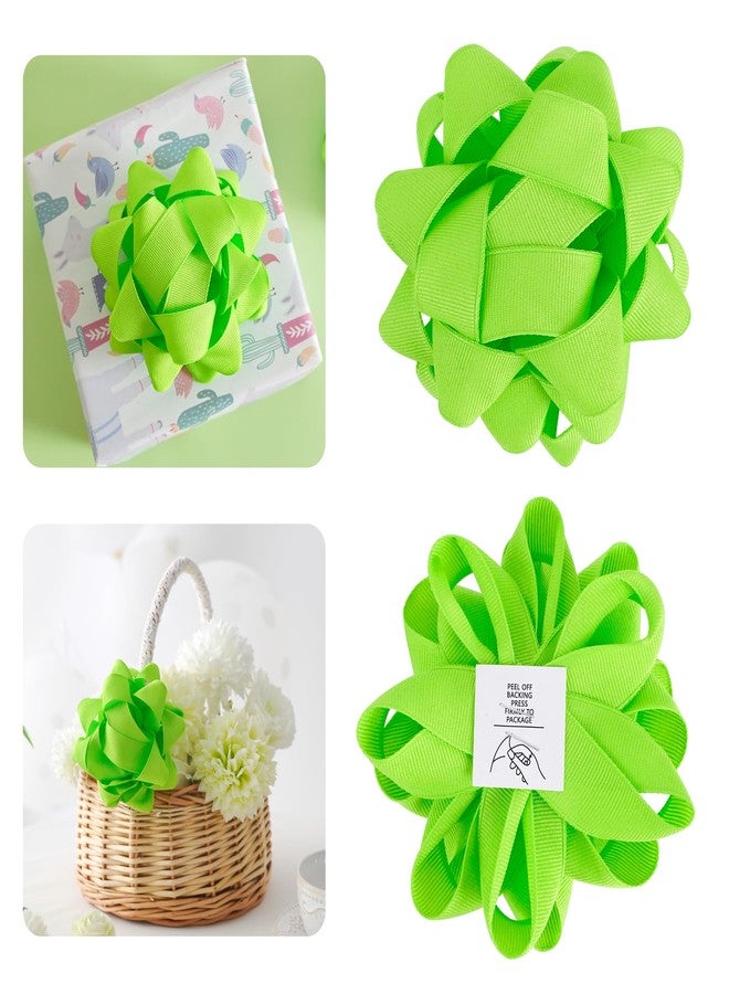 AIMUDI Lime Green Bows for Gift Wrapping 4.5'' Grosgrain Gift Bows Self Adhesive Bows for Presents Baskets Birthday Party Holiday Baby Shower Wedding Decorations - 6 Counts - Image 1