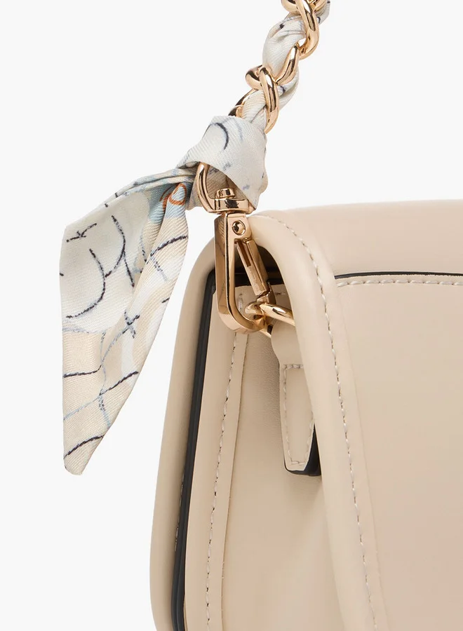 Celeste Solid Crossbody Bag with Detachable Strap and Flap Closure