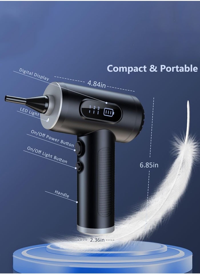 Cordless Electric Air Duster,50000 RPM 6000mAh Compressed Air Duster 3-Gear Dust Blower for Computers PC Dusters Keyboard Car Home Cleaning,with LED Light Display