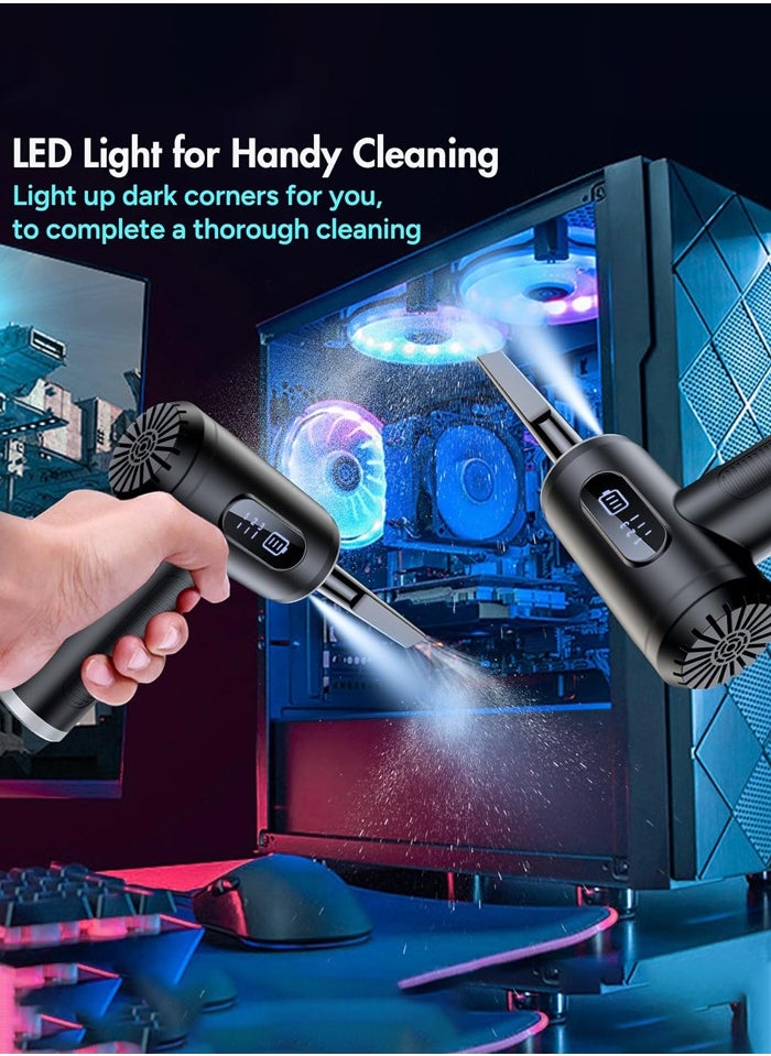 Cordless Electric Air Duster,50000 RPM 6000mAh Compressed Air Duster 3-Gear Dust Blower for Computers PC Dusters Keyboard Car Home Cleaning,with LED Light Display