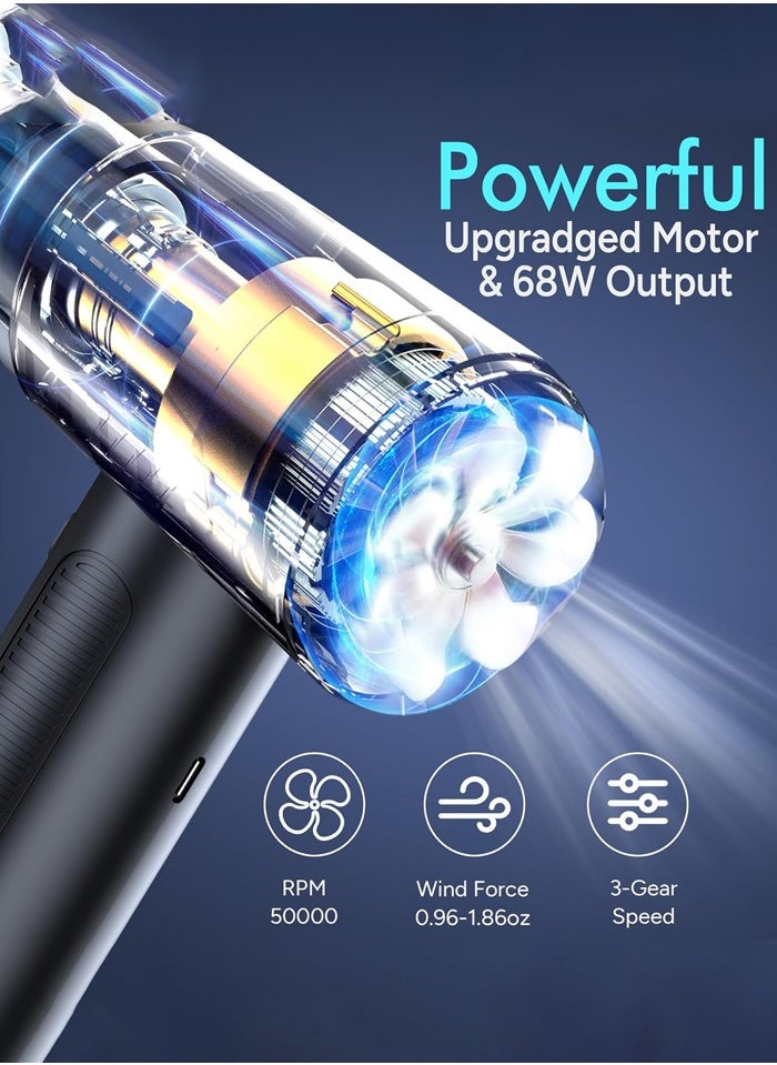 Cordless Electric Air Duster,50000 RPM 6000mAh Compressed Air Duster 3-Gear Dust Blower for Computers PC Dusters Keyboard Car Home Cleaning,with LED Light Display