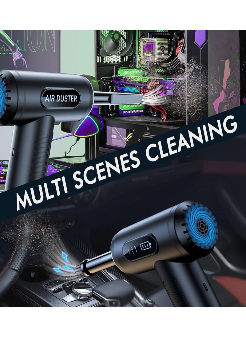 Cordless Electric Air Duster,50000 RPM 6000mAh Compressed Air Duster 3-Gear Dust Blower for Computers PC Dusters Keyboard Car Home Cleaning,with LED Light Display