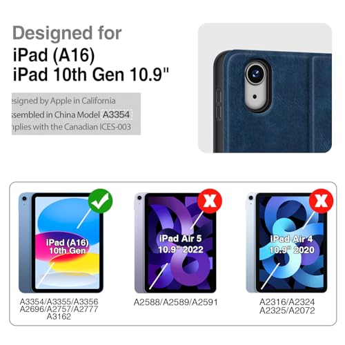 Antbox Case for iPad (A16) 11th Generation 11'' 2025/iPad 10th Generation 10.9'' 2022 with Built-in Pencil Holder Auto Sleep/Wake Function PU Leather Smart Cover (Blue) - Image 2