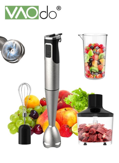 3 in 1 Immersion Blender,1000W Heavy Duty Motor Hand Blender,8 Speed Mode 410 Stainless Steel Blade With 600ml Mixing Beaker, 800ml Chopper, Whisk and Milk Frother