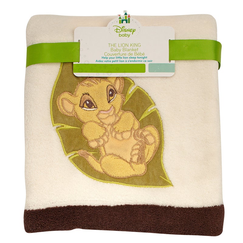 Disney Lion King Simba's Wild Adventure Super Soft Appliqued Baby Blanket, Ivory, Brown, 30x40 Inch (Pack of 1) - Image 1