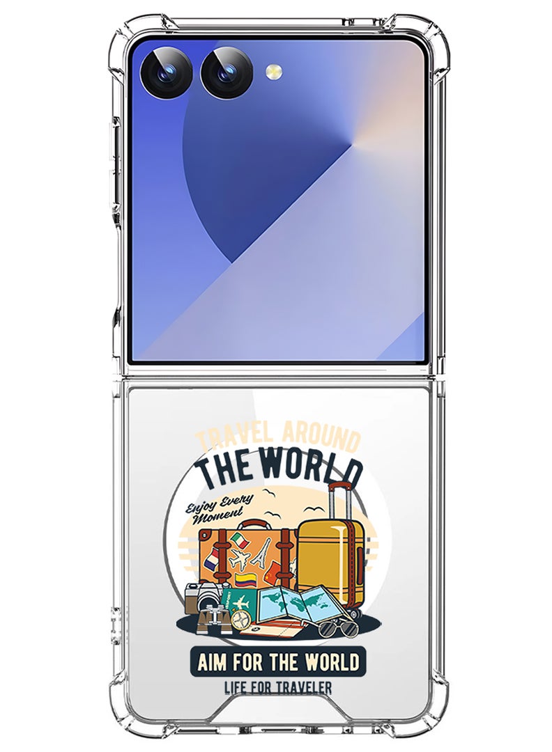 Theodor Magnetic Case for Samsung Galaxy Z Flip 7 Compatible with MagSafe Wireless Charging, Shockproof Phone Bumper Cover Aim for the world - Image 1