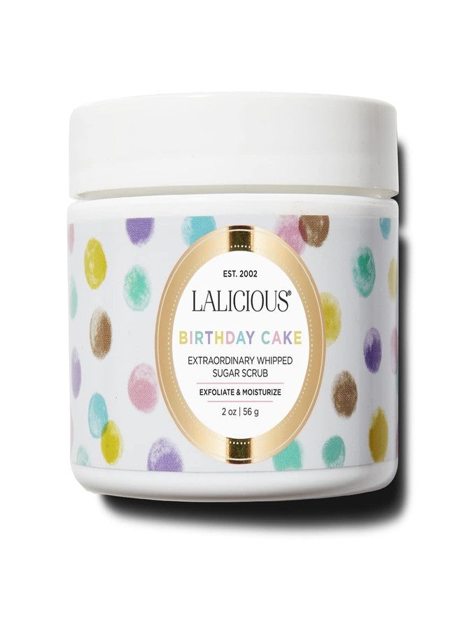 LALICIOUS Birthday Cake Extraordinary Whipped Sugar Scrub - Pink Shimmer Body & Foot Scrub, Exfoliating & Moisturizing Skin Care with Coconut Oil & Honey, No Parabens (2 Ounce Travel Sample Size) - Image 1