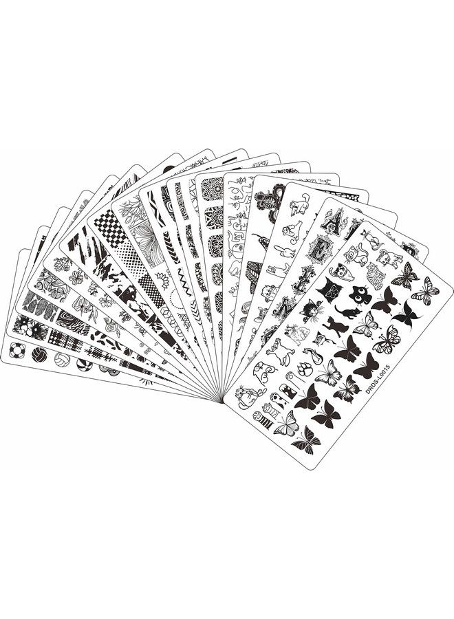 VNC 21 Pcs Nail Stamp Plates Set 16 Plate 2Stamper And 2 Scraper 1Storage Bag Nails Art Stamping Plate Scraper Stamper Set Leaves Flowers Animal Nail Plate Template Image Plate Set - Image 1
