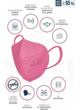 MUSK FFP2/N95 Mask Pink Color 10 Pieces  - Image 2