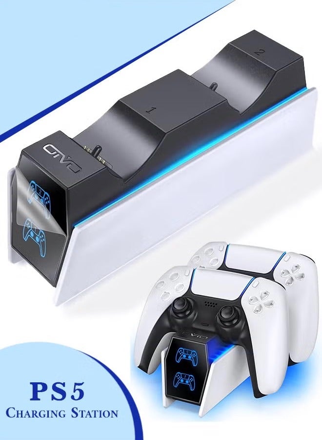 Eworld PS5 Fast Charging Station, 2H Dual Sense Controller Charger for PlayStation 5, Upgraded Dock with USB & Type-C Cables, LED Indicators, and Energy-Saving Design - Image 1