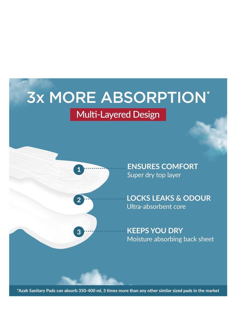 AZAH Sanitary Pads for Women XL [Pack of 40] 100% Rash-Free sanitary napkins | 3x More Absorption, Cottony Soft and Dry Top Cover for heavy Flow | Toxin Free, Locks Odour, Leak-Proof - Image 3
