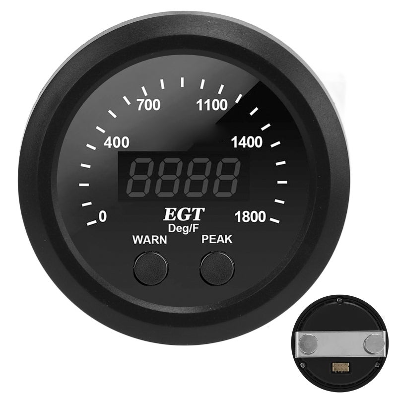 CNSPEED Exhaust Gas Temperature Meter 0-1800℉ Range Super Thin 28.5mm Depth EGT Gauge - Digital Display with Alarm Point EGT Meter for Diesel Truck - Image 5