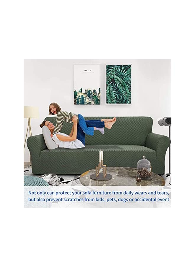 The Bros أغطية أرائك جاكار جديدة كبيرة جداً لكرسيين أو 4 مقاعد، غطاء أريكة غير قابل للانزلاق فائق المرونة مناسب للكلاب وصديق للحيوانات الأليفة (كرسي واحد، أخضر عسكري) - Image 2
