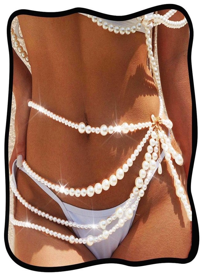 Urieo Boho Pearl Waist Chain Belt White Body Jewelry Multilayer Belly Chains for Women - Image 1