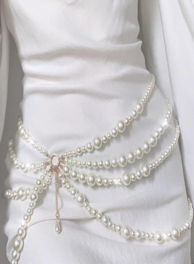 Urieo Boho Pearl Waist Chain Belt White Body Jewelry Multilayer Belly Chains for Women - Image 5