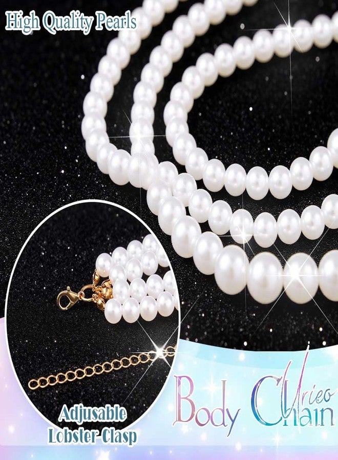 Urieo Boho Pearl Waist Chain Belt White Body Jewelry Multilayer Belly Chains for Women - Image 2