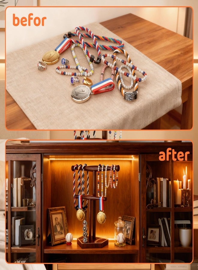 UdoUto Wooden Baseball & Softball Drip Necklace Holder, Championship Ring Display Stand, Baseball Ring Holder Organizer for Players & Fans, Baseball Lifestyle Gift for Boys, Girls & Coaches - Image 2