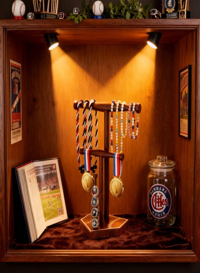 UdoUto Wooden Baseball & Softball Drip Necklace Holder, Championship Ring Display Stand, Baseball Ring Holder Organizer for Players & Fans, Baseball Lifestyle Gift for Boys, Girls & Coaches - Image 4