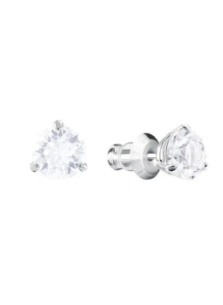 General - Rhodium Plated Solitaire Pierced Earrings - Image 1