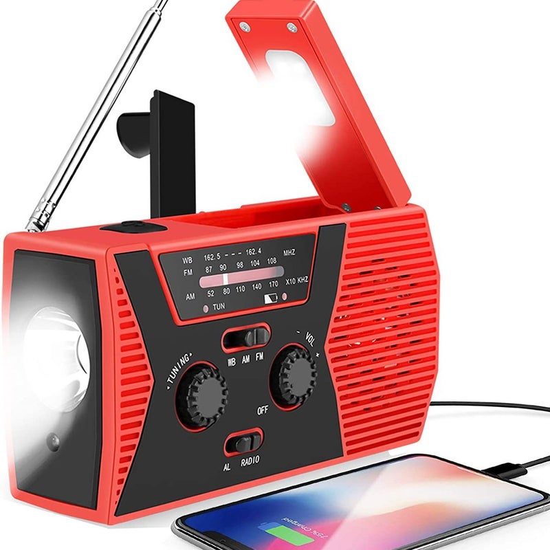 Portable Solar Hand Canned Rechargeable Emergency Radio With Flashlight Reading Light - Image 2