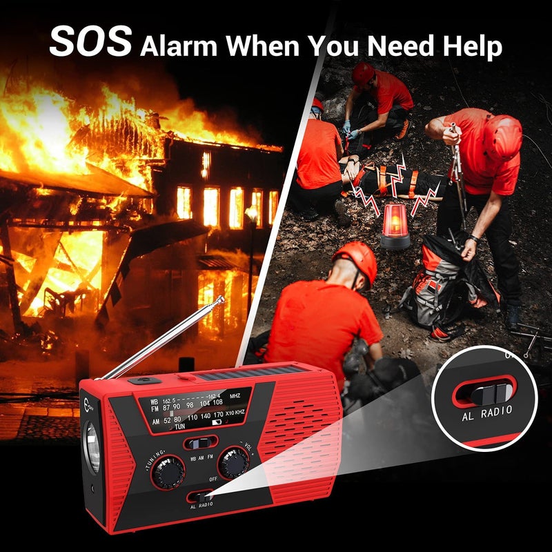 Portable Solar Hand Canned Rechargeable Emergency Radio With Flashlight Reading Light - Image 5