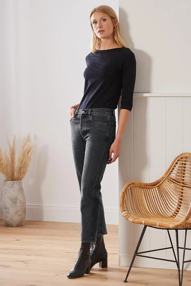 Tchibo جينز دنيم غير قابل للتمدد للنساء بتصميم عصري، غامق، - Image 1