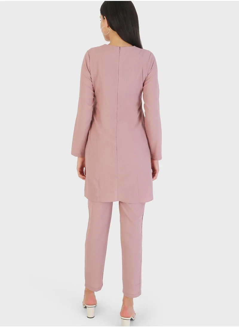 Tavin by Modanisa Crew Neck Tunic & Pants Set