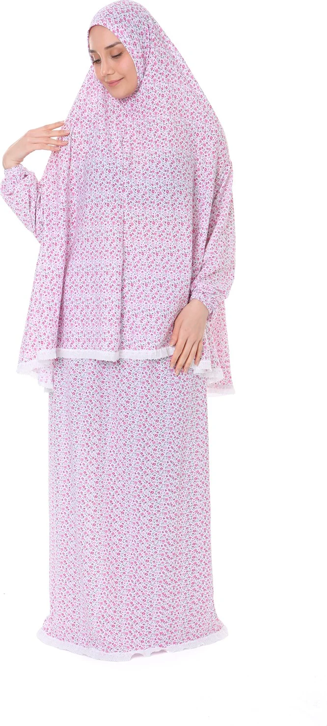Elanesa  Women's Practical Prayer Dress with Double Sleeves and Lace Detail