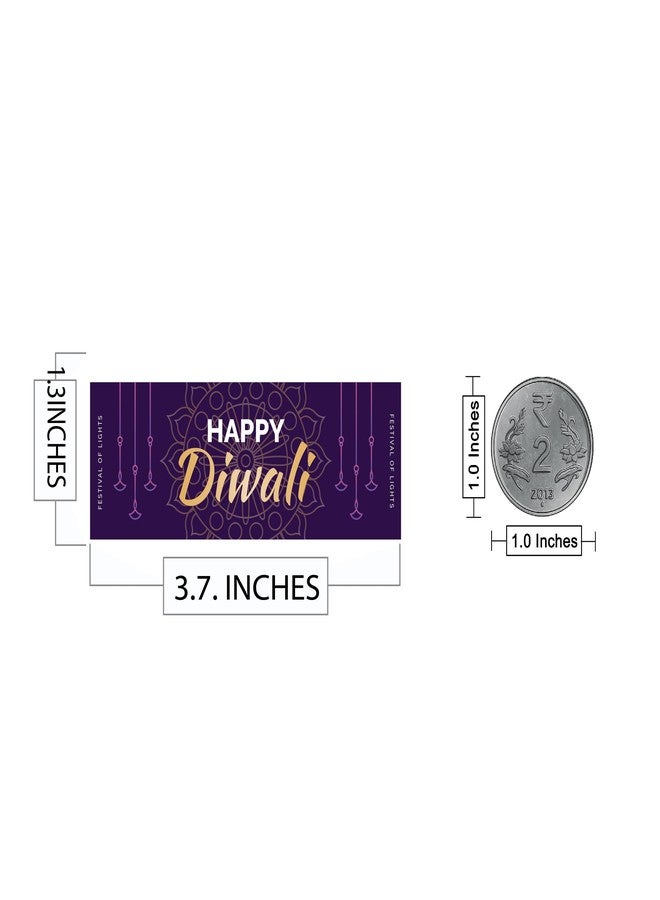 D2C Large Rectangular Happy Diwali Stickers 3.7x2 Inch | Premium Diya Lamp Mandala Design Gift Wrap Labels | Traditional Indian Festival Decorative Stickers for Deepavali Celebration | Pack 32 - Image 3