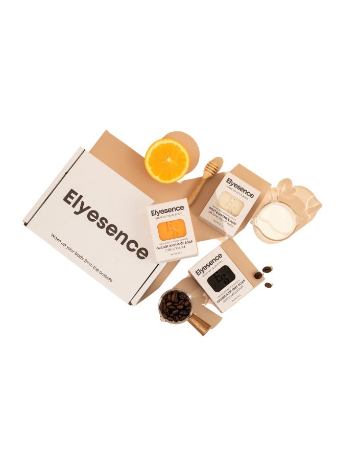 Elyesence - Elyesence Organic Herbal Soap Gift Set | Thai Goat Milk, Coffee Scrub & Orange Glow – Natural Trio from Thailand - Image 1