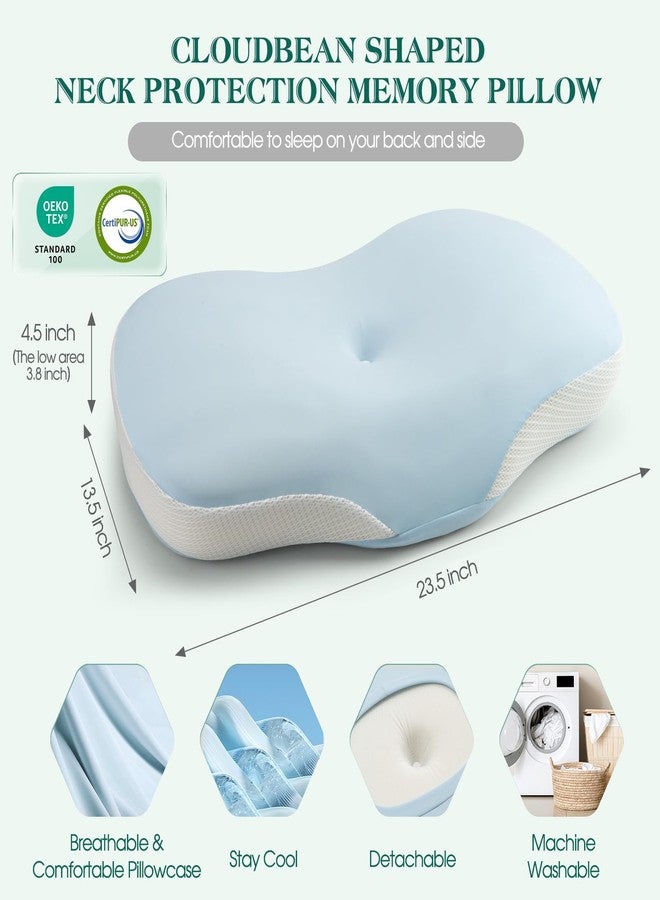 LTHTRADE Cervical Pillow for Neck and Shoulder Support, Ergonomic Memory Foam Contour Pillows with Adjustable Dual Heights & Breathable Cover for Side Back Stomach Sleepers (Blue) - Image 4