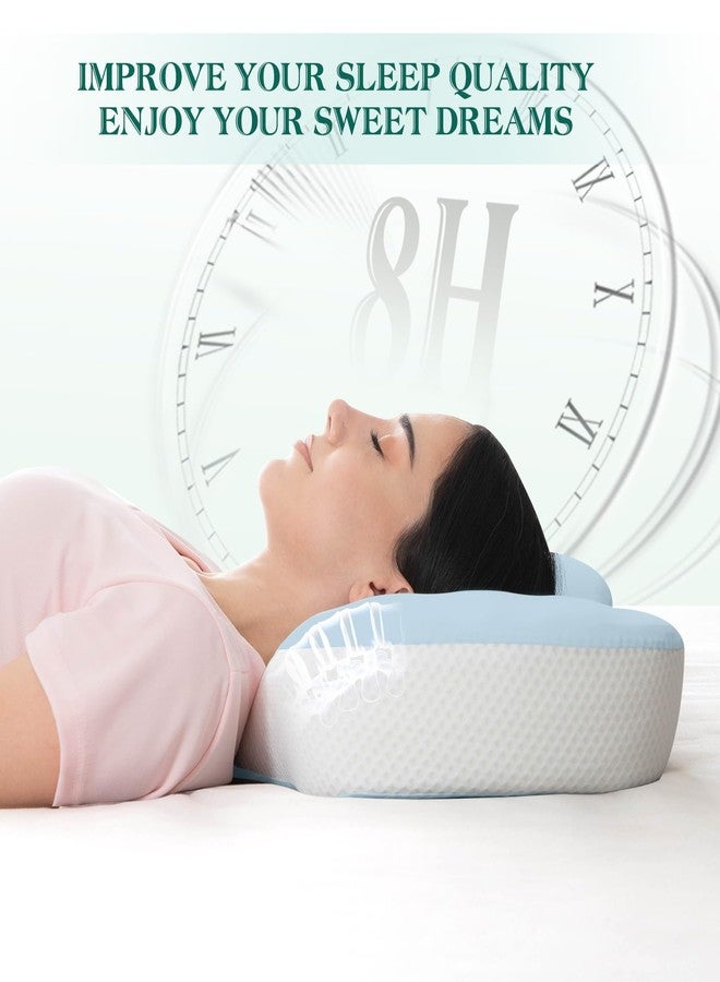LTHTRADE Cervical Pillow for Neck and Shoulder Support, Ergonomic Memory Foam Contour Pillows with Adjustable Dual Heights & Breathable Cover for Side Back Stomach Sleepers (Blue) - Image 3