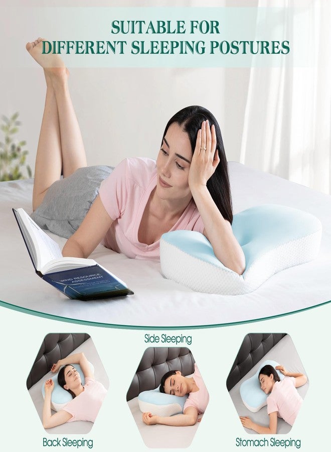LTHTRADE Cervical Pillow for Neck and Shoulder Support, Ergonomic Memory Foam Contour Pillows with Adjustable Dual Heights & Breathable Cover for Side Back Stomach Sleepers (Blue) - Image 2