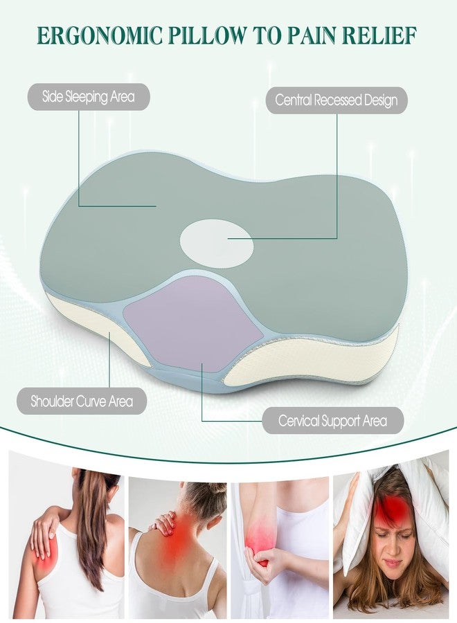 LTHTRADE Cervical Pillow for Neck and Shoulder Support, Ergonomic Memory Foam Contour Pillows with Adjustable Dual Heights & Breathable Cover for Side Back Stomach Sleepers (Blue) - Image 5