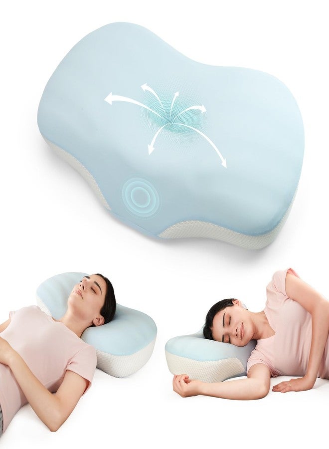 LTHTRADE Cervical Pillow for Neck and Shoulder Support, Ergonomic Memory Foam Contour Pillows with Adjustable Dual Heights & Breathable Cover for Side Back Stomach Sleepers (Blue) - Image 1
